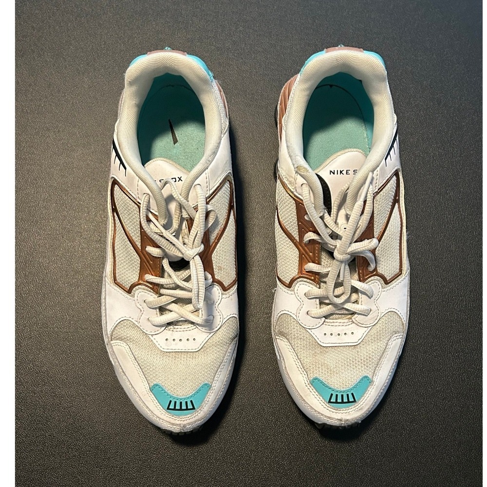 Nike Shox Enigma 9000 White Metallic Bronze Teal BQ9001-100 Womens 9.5